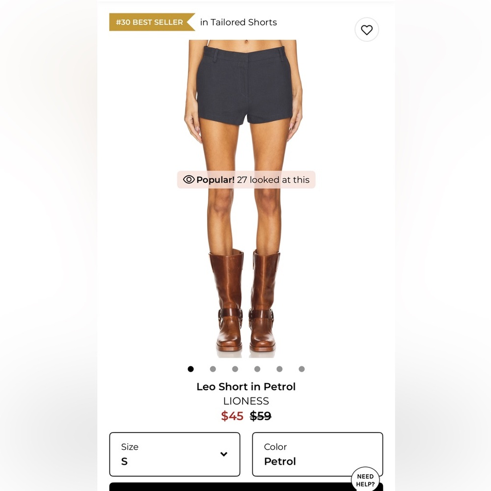 Lioness Leo Short in Petrol – Size S – NWT – Revolve